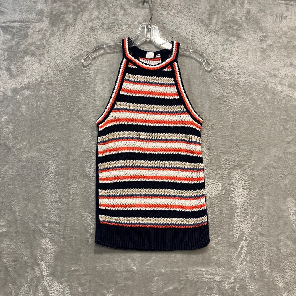 Gap Sweater Tank Women XS Multi-Color Striped Halter Neck Knit Top